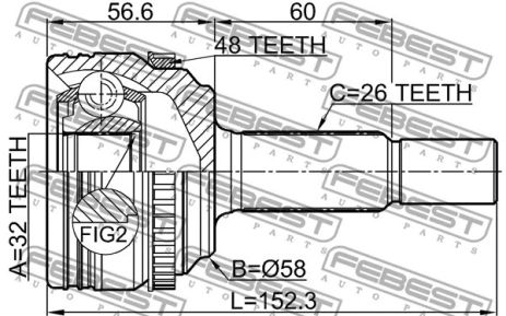 ШРУС наружный 32x56x26 Toyota Altis/Toyota Altis X/Toyota Corolla Altis, FEBEST (0110ZRE142A48)