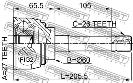 ШРКШ зовнішній 27x60x26 Toyota Carina ED I/Toyota Celica/Toyota Celica IV, FEBEST (0110059)