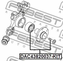 Підшипник маточинний задній, ремкомплект 43x82x37 Audi A6/A4/80, FEBEST (DAC43820037KIT)
