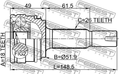 ШРУС наружный задний 18x52x26 Toyota RAV 4/Toyota Vanguard III/Toyota RAV 4 III, FEBEST (0110ACA33R)