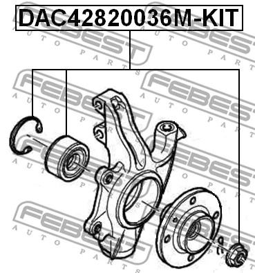 Подшипник ступичный передний 42x82x36 DS DS 4/DS 3/DS, FEBEST (DAC42820036MKIT)