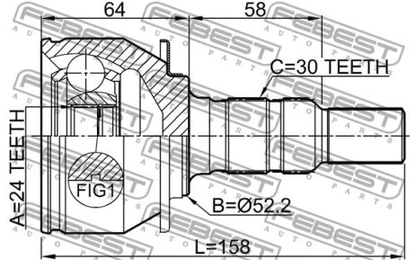 ШРУС наружный 24x52.3x30 Cadillac SRX, FEBEST (3210SRXLF1)