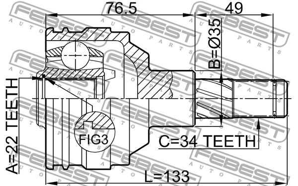 ШРУС внутренний 22x35x34 Daewoo Cielo/Daewoo Lanos/Daewoo Sens, FEBEST (1111NEX) ШРУС внутренний 22x35x34 Daewoo Cielo/Daewoo Lanos/Daewoo Sens, FEBEST (1111NEX)