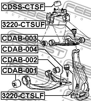 Сайлентблок переднього нижнього важеля Cadillac (SGM) SRX (CE2), FEBEST (CDAB004)