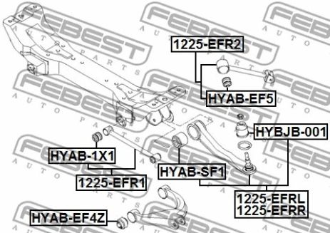 Сайлентблок задньої поздовжньої тяги KIA (DYK)/Hyundai (BEIJING), FEBEST (HYAB1X1)