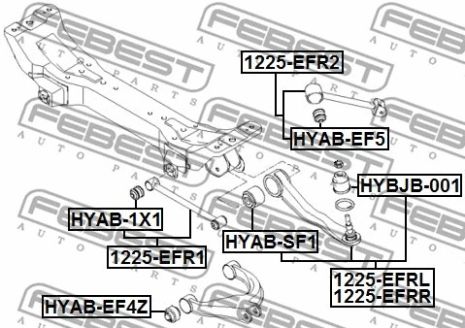 Сайлентблок задньої поздовжньої тяги KIA (DYK)/Hyundai (BEIJING), FEBEST (HYAB1X1)