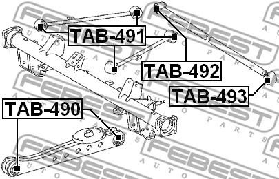Сайлентблок задней продольной тяги Toyota Probox, FEBEST (TAB491)