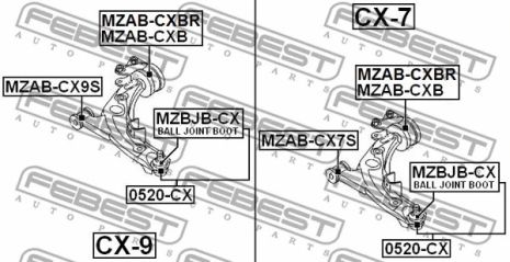 Сайлентблок задний переднего левого рычага (гидравлика) Mazda CX-9/CX-7, FEBEST (MZABCXB) Сайлентблок задний переднего левого рычага (гидравлика) Mazda CX-9/CX-7, FEBEST (MZABCXB)