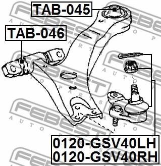 Опора шаровая передняя нижняя левая Lexus ES/Toyota Camry/Avalon, FEBEST (0120GSV40LH)