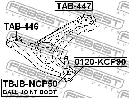 Сайлентблок задній переднього важеля Toyota Corolla, FEBEST (TAB447)