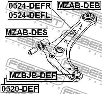 Рычаг передний левый Ford Fiesta VII/Fiesta VI/Fiesta, FEBEST (0524DEFL)