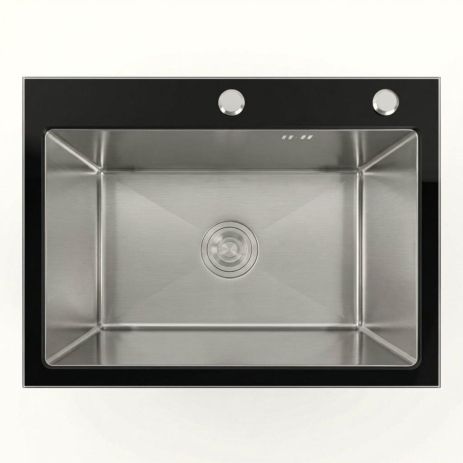 60*45 Мойка стеклянная Valeso Handmade BLACK GLASS