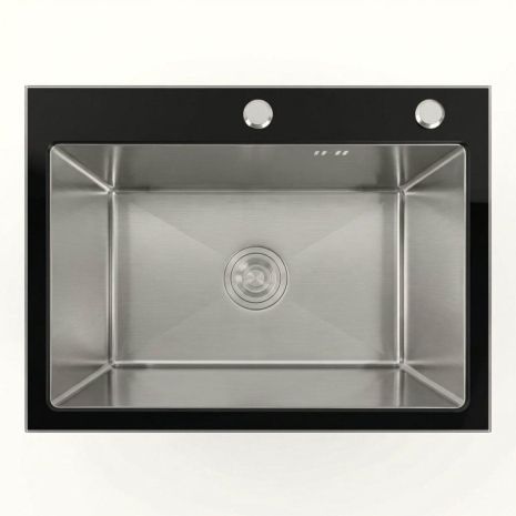 60*45 Мойка стеклянная Valeso Handmade BLACK GLASS