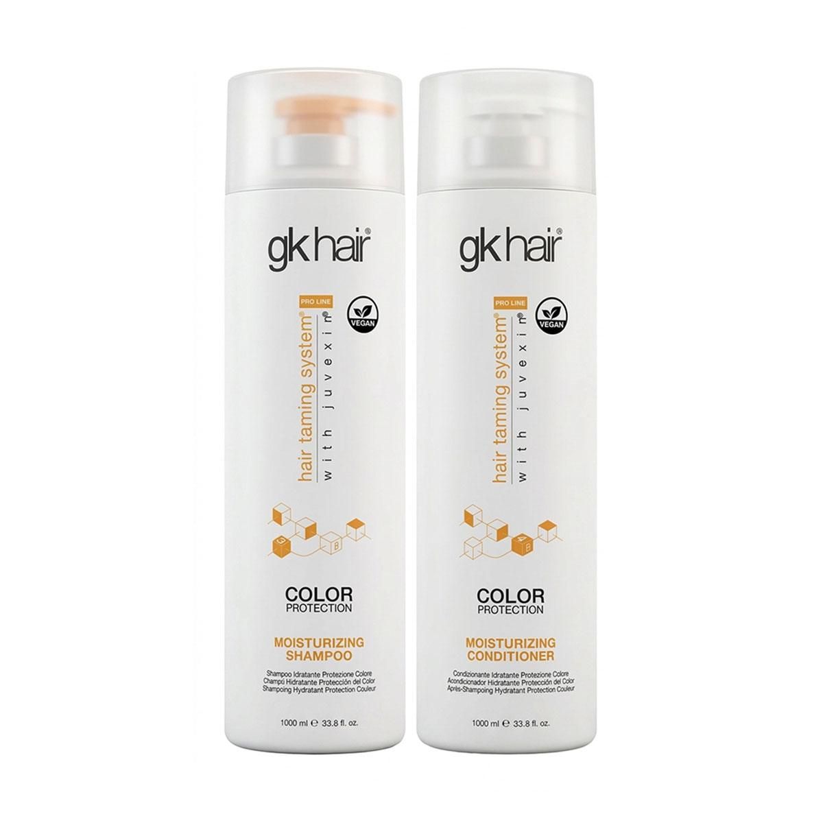 Зволожуючий набір шампуню та кондиціонера GKhair Global Keratin Moisturizing 1000+1000 мл Зволожуючий набір шампуню та кондиціонера GKhair Global Keratin Moisturizing 1000+1000 мл