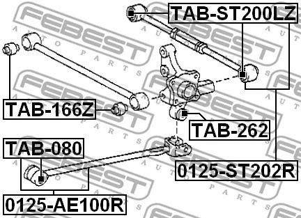 Тяга задня поперечна регульована Toyota Celica/Curren/Carina E, FEBEST (0125ST202R)