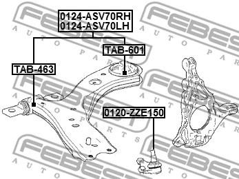 Важіль передній нижній правий Lexus ES/ES VII/Toyota Avalon, FEBEST (0124ASV70RH)