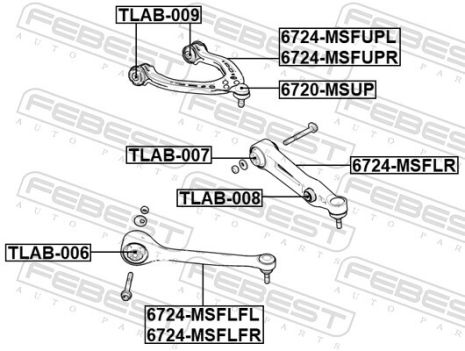 Важіль передній верхній лівий Tesla Model S/Model/Tesla Motors, FEBEST (6724MSFUPL)