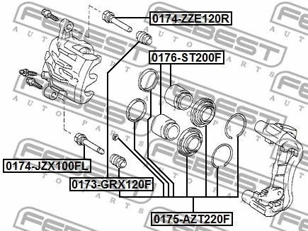 Ремкомплект суппорта тормозного переднего (на обе стороны) Toyota Avensis, FEBEST (0175AZT220F)