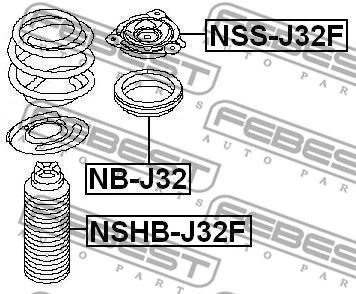 Підшипник опори переднього амортизатора Nissan Teana/Murano III/Murano II, FEBEST (NBJ32) Підшипник опори переднього амортизатора Nissan Teana/Murano III/Murano II, FEBEST (NBJ32)