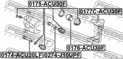 Ремкомплект суппорта тормозного переднего (на обе стороны) Lexus RX/Toyota, FEBEST (0175ACU30F)