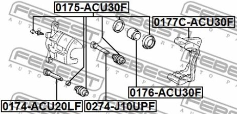 Ремкомплект суппорта тормозного переднего (на обе стороны) Lexus RX/Toyota, FEBEST (0175ACU30F)
