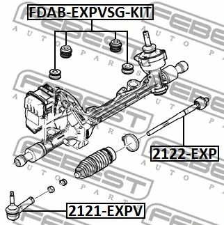 Сайлентблок рульової рейки (комплект) (комплект из 4-х штук) Ford Explorer/Flex/Taurus, FEBEST (FDABEXPVSGKIT)