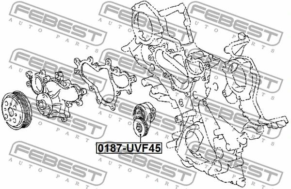 Натяжной ролик поликлинового ремня Toyota Century/Lexus LS, FEBEST (0187UVF45) Натяжной ролик поликлинового ремня Toyota Century/Lexus LS, FEBEST (0187UVF45)