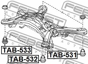 Сайлентблок подрамника Toyota Highlander/Lexus RX/RX III, FEBEST (TAB532) Сайлентблок подрамника Toyota Highlander/Lexus RX/RX III, FEBEST (TAB532)