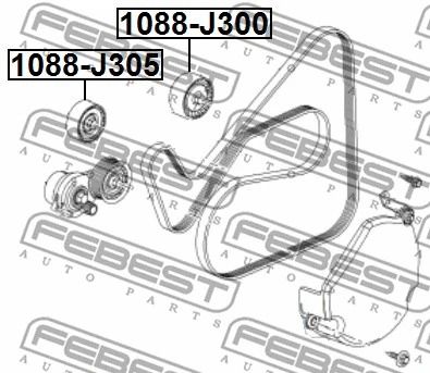 Комплект обводного ролика поликлинового ремня Holden Captiva 5 Gen. I/Opel Antara A, FEBEST (1088J305)