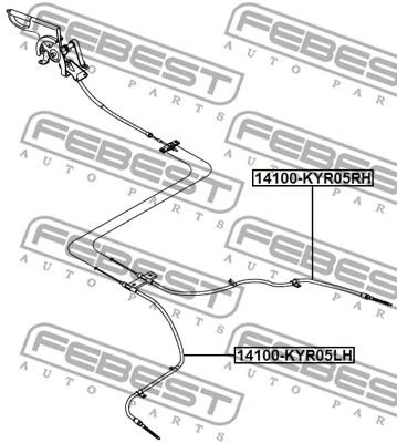 Трос ручного гальма правий SsangYong Actyon Sports/Kyron/Kyron XDi, FEBEST (14100KYR05RH) Трос ручного гальма правий SsangYong Actyon Sports/Kyron/Kyron XDi, FEBEST (14100KYR05RH)