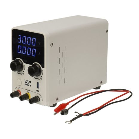 Блок живлення лабораторний WEP 3010D-VI 30V 10A, імпульсний, з цифровою індикацією (V/A), USB QC 5V-12V/20W