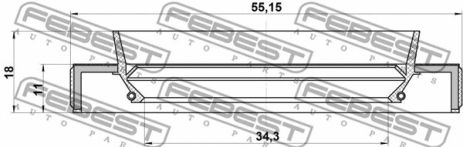 Сальник привода 34.3x55.15x11x18 Nissan Paladin/Infiniti Q45 II/QX4, FEBEST (95HBY36551118X)