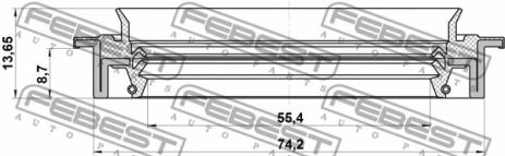 Сальник приводу 55.4x74.2x8.7x13.65 Nissan D22/Paladin/Infiniti QX4, FEBEST (95JDS57740914X)