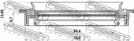 Сальник приводу 55.4x74.2x8.7x13.65 Nissan D22/Paladin/Infiniti QX4, FEBEST (95JDS57740914X)