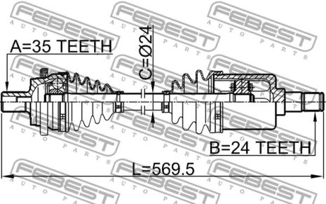 Привід передній правий 24x569.5x35 Mercedes-Benz C-CLASS T-Model/C-CLASS, FEBEST (1614203RH) Привід передній правий 24x569.5x35 Mercedes-Benz C-CLASS T-Model/C-CLASS, FEBEST (1614203RH)