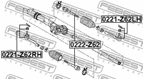 Наконечник рулевой тяги Nissan Patrol VI/Armada/Infiniti QX56 56, FEBEST (0221Z62LH)