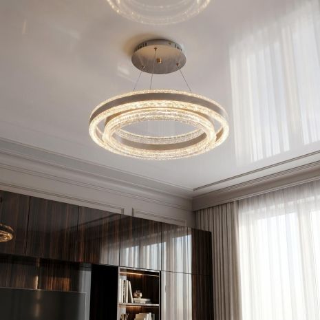 Оригинальная люстра с кольцами Diasha 140W до 20 м² цвет Шампань 5162/400+500CG