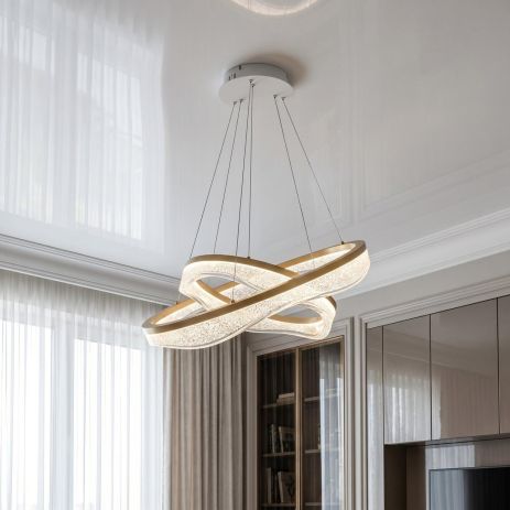 Люстра подвес с пультом Diasha 76W до 18 м² цвет Шампань MD86672/600+400CG