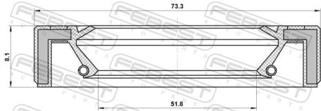 Сальник коробки швидкостей 51.8x73.3x8.1x8.1 KIA SPORTAGE-R/Sportage II/Hyundai ix35, FEBEST (95GAY53730808C)