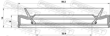 Сальник коробки швидкостей 32.9x56.2x8x14 KIA Sportage/K2700/Retona, FEBEST (95HFS34560814C)