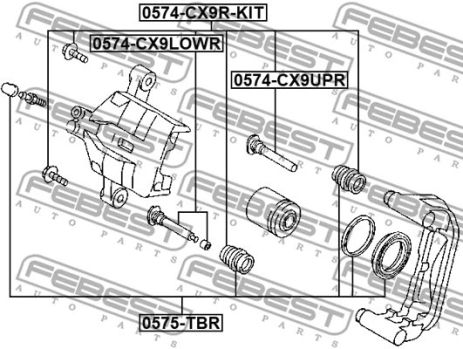 Втулка направляющая суппорта тормозного заднего Mazda CX-7/CX-9, FEBEST (0574CX9LOWR)
