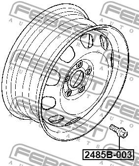 Болт колісний m12x1.5 l50.6 Mercedes-Benz Citan/Nissan, FEBEST (2485B003)