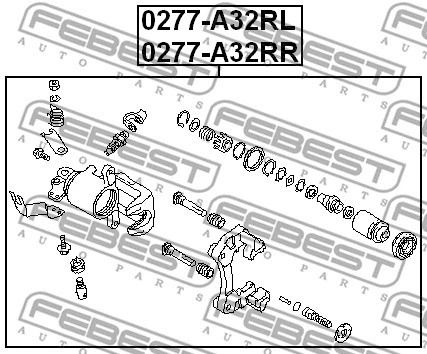 Суппорт тормозной задний правый (со скобой) Infiniti I30/Nissan Cefiro II/Almera Tino, FEBEST (0277A32RR)