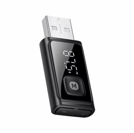 FM-модулятор ESSAGER ES-BT17 трансмітер LED-дисплей BT5.4 USB-A 19x46x8mm, Black