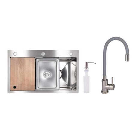 Акционный набор Lidz: мойка H7545 интегрированная Decor Honeycomb 3,0/1,0 мм LDH7545DEC48372 + Смеситель Aria для кухни с гибким Акционный набор Lidz: мойка H7545 интегрированная Decor Honeycomb 3,0/1,0 мм LDH7545DEC48372 + Смеситель Aria для кухни с гибким