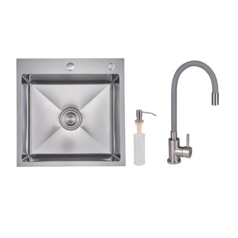 Акционный набор Lidz: мойка H5050H интегрированная Decor Honeycomb 2,5/0,5 мм LDH5050DEC48365 + Смеситель Aria для кухни с гибким