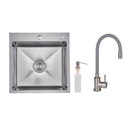 Акционный набор Lidz: мойка H5050H интегрированная Decor Honeycomb 2,5/0,5 мм LDH5050DEC48365 + Смеситель Aria для кухни с гибким