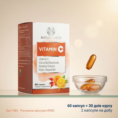 Дієтична добавка Вітамін С 500 mg Naturalnest, 60 рослинних капсул
