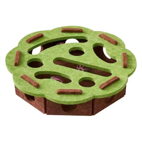 Іграшка-лабіринт для кішок, з 3 кульками, фетрова кругла 30cm Green-brown Іграшка-лабіринт для кішок, з 3 кульками, фетрова кругла 30cm Green-brown