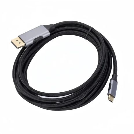 Кабель-адаптер Type-C to DisplayPort 1.4 8K-60Hz/4K-144Hz/2K-240Hz DP1.4 2m Black-gray